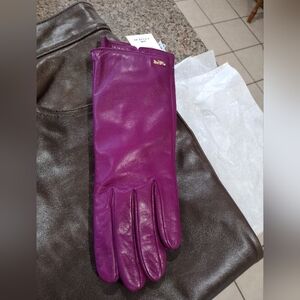 NWT Coach Dark magenta Leather Gloves for Formal Occasions size 6 1/2